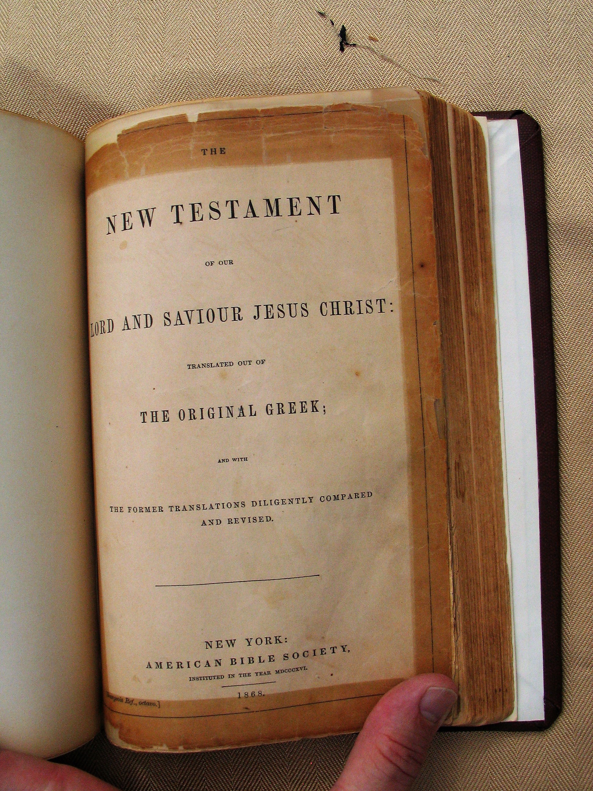Isaac Fleek family Bible from Kansas Title Page